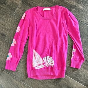 LoveShackFancy / Hot Pink Sea Boat Flower Sweater